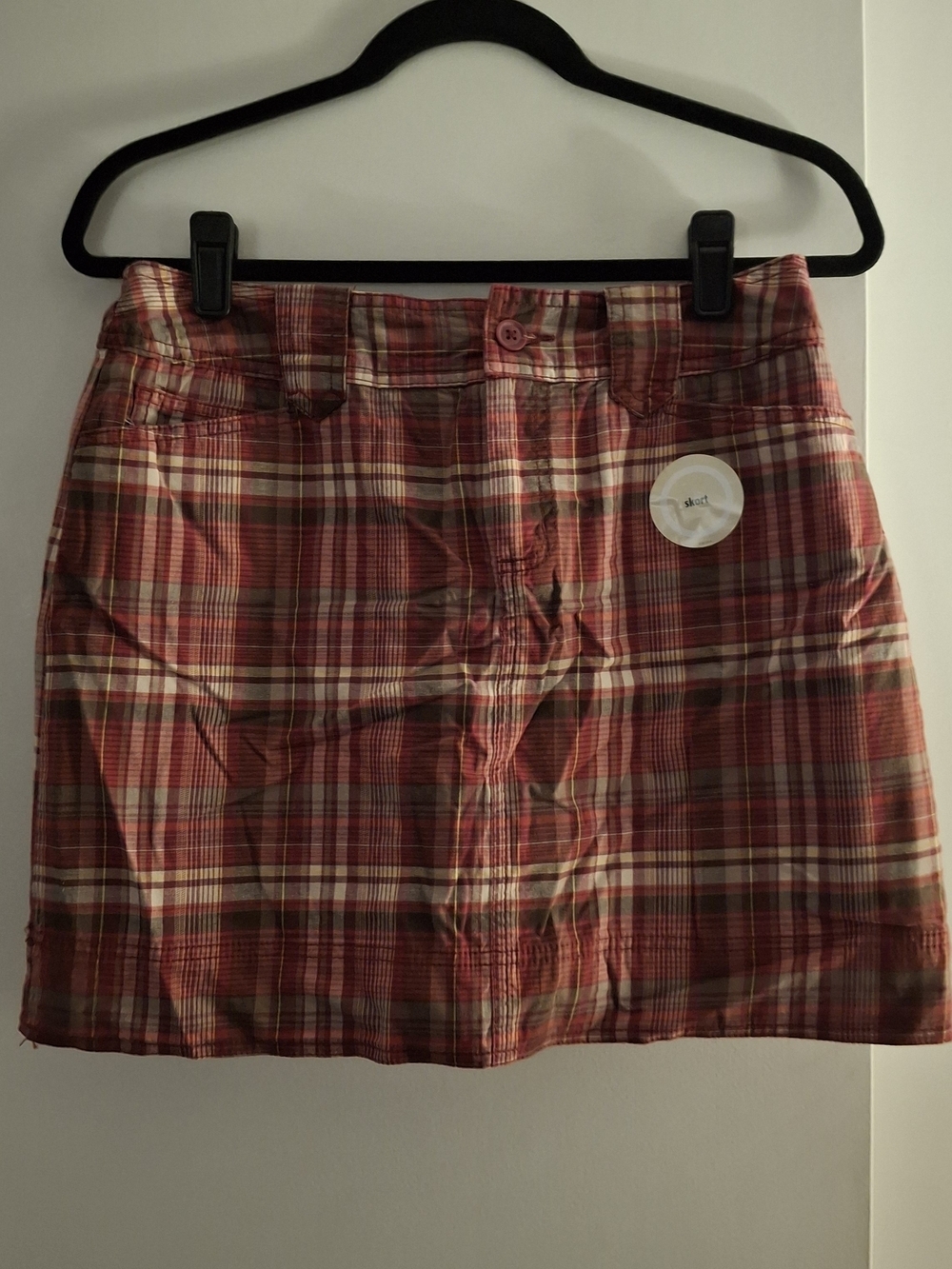 St. John's Bay Women’s Plaid Mini Skort - Red Plaid